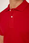 Erkek Slim Fit Dar Kesim %100 Pamuk Düz Pike Kırmızı Polo Yaka Tişört