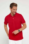 Erkek Slim Fit Dar Kesim %100 Pamuk Düz Pike Kırmızı Polo Yaka Tişört