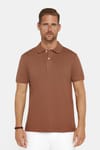 Erkek Slim Fit Dar Kesim %100 Pamuk Düz Pike Kahverengi Polo Yaka Tişört