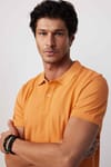 Erkek Polo Yaka Slim Fit Düz Pamuk Pike Yavruağzı Tişört