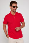 Erkek Polo Yaka Slim Fit Düz Pamuk Kırmızı Pike Tişört