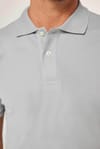 Erkek Slim Fit Dar Kesim %100 Pamuk Düz Pike Gri Polo Yaka Tişört