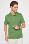 Erkek Slim Fit Dar Kesim %100 Pamuk Düz Pike Yeşil Polo Yaka Tişört