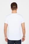 Erkek Slim Fit Dar Kesim %100 Pamuk Yumuşak Dokulu Baskılı Beyaz Bisiklet Yaka Tişört