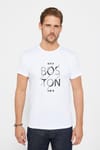 Erkek Slim Fit Dar Kesim %100 Pamuk Yumuşak Dokulu Baskılı Beyaz Bisiklet Yaka Tişört