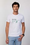 Erkek Bisiklet Yaka Slim Fit Pamuk Baskılı Beyaz Tişört