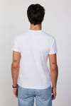 Erkek Bisiklet Yaka Slim Fit Pamuk Baskılı Beyaz Tişört