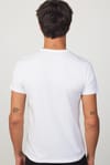 Erkek Bisiklet Yaka Slim Fit Pamuk Baskılı Beyaz Tişört