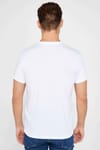 Erkek Slim Fit Dar Kesim %100 Pamuk Yumuşak Dokulu Baskılı Beyaz Bisiklet Yaka Tişört