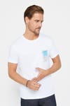 Erkek Slim Fit Dar Kesim %100 Pamuk Yumuşak Dokulu Baskılı Beyaz Bisiklet Yaka Tişört