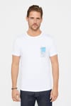 Erkek Slim Fit Dar Kesim %100 Pamuk Yumuşak Dokulu Baskılı Beyaz Bisiklet Yaka Tişört