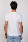 Erkek Bisiklet Yaka Slim Fit Pamuk Baskılı Beyaz Tişört