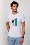 Erkek Bisiklet Yaka Slim Fit Pamuk Baskılı Beyaz Tişört
