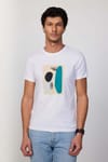 Erkek Bisiklet Yaka Slim Fit Pamuk Baskılı Beyaz Tişört