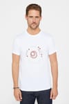Erkek Slim Fit Dar Kesim %100 Pamuk Yumuşak Dokulu Baskılı Beyaz Bisiklet Yaka Tişört