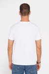 Erkek Slim Fit Dar Kesim %100 Pamuk Yumuşak Dokulu Baskılı Beyaz Bisiklet Yaka Tişört