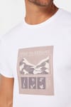 Erkek Slim Fit Dar Kesim %100 Pamuk Yumuşak Dokulu Baskılı Beyaz Bisiklet Yaka Tişört