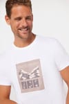 Erkek Slim Fit Dar Kesim %100 Pamuk Yumuşak Dokulu Baskılı Beyaz Bisiklet Yaka Tişört