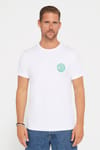 Erkek Slim Fit Dar Kesim %100 Pamuk Yumuşak Dokulu Baskılı Beyaz Bisiklet Yaka Tişört