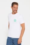 Erkek Slim Fit Dar Kesim %100 Pamuk Yumuşak Dokulu Baskılı Beyaz Bisiklet Yaka Tişört