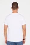 Erkek Slim Fit Dar Kesim %100 Pamuk Yumuşak Dokulu Baskılı Beyaz Bisiklet Yaka Tişört