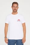 Erkek Slim Fit Dar Kesim %100 Pamuk Yumuşak Dokulu Baskılı Beyaz Bisiklet Yaka Tişört