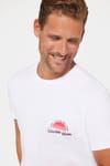 Erkek Slim Fit Dar Kesim %100 Pamuk Yumuşak Dokulu Baskılı Beyaz Bisiklet Yaka Tişört