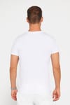 Erkek Slim Fit Dar Kesim %100 Pamuk Yumuşak Dokulu Baskılı Beyaz Bisiklet Yaka Tişört