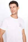 Erkek Slim Fit Dar Kesim %100 Pamuk Yumuşak Dokulu Baskılı Beyaz Bisiklet Yaka Tişört