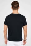 Erkek Slim Fit Dar Kesim %100 Pamuk Yumuşak Dokulu Baskılı Siyah Bisiklet Yaka Tişört