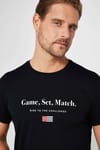 Erkek Slim Fit Dar Kesim %100 Pamuk Yumuşak Dokulu Baskılı Siyah Bisiklet Yaka Tişört