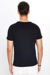 Erkek Slim Fit Dar Kesim %100 Pamuk Yumuşak Dokulu Baskılı Siyah Bisiklet Yaka Tişört
