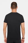 Erkek Slim Fit Dar Kesim %100 Pamuk Yumuşak Dokulu Baskılı Siyah Bisiklet Yaka Tişört