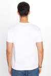 Erkek Slim Fit Dar Kesim %100 Pamuk Yumuşak Dokulu Baskılı Beyaz Bisiklet Yaka Tişört