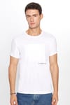 Erkek Slim Fit Dar Kesim %100 Pamuk Yumuşak Dokulu Baskılı Beyaz Bisiklet Yaka Tişört