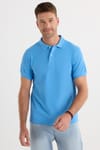 Erkek Slim Fit Dar Kesim Pamuklu Yumuşak Dokulu Serin Tutan Kumaş Düz Pike Mavi Polo Yaka Tişört