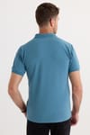 Erkek Slim Fit Dar Kesim Pamuklu Yumuşak Dokulu Serin Tutan Kumaş Düz Pike Mavi Polo Yaka Tişört