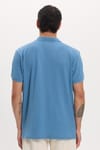 Erkek Slim Fit Dar Kesim Pamuklu Yumuşak Doku Nefes Alan Kumaş Kıvrılmaz Yaka Mavi Renk Polo Yaka