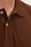 Erkek Slim Fit Dar Kesim Pamuklu Yumuşak Doku Nefes Alan Kumaş Kahverengi Polo Yaka Tişört