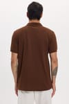 Erkek Slim Fit Dar Kesim Pamuklu Yumuşak Doku Nefes Alan Kumaş Kahverengi Polo Yaka Tişört