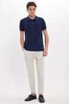 Erkek Slim Fit Dar Kesim Pamuklu Yumuşak Dokulu Serin Tutan Kumaş Düz Pike Lacivert Polo Yaka Tişört