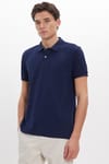 Erkek Slim Fit Dar Kesim Pamuklu Yumuşak Dokulu Serin Tutan Kumaş Düz Pike Lacivert Polo Yaka Tişört