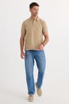 Erkek Slim Fit Dar Kesim Pamuklu Yumuşak Dokulu Serin Tutan Kumaş Düz Pike Bej Polo Yaka Tişört