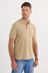Erkek Slim Fit Dar Kesim Pamuklu Yumuşak Dokulu Serin Tutan Kumaş Düz Pike Bej Polo Yaka Tişört
