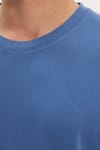 Unisex Relax Fit Rahat Kesim %100 Pamuk Yumuşak Dokulu Hafif Kalın Basic Bisiklet Yaka İndigo Tişört