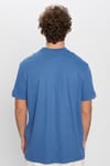 Unisex Relax Fit Rahat Kesim %100 Pamuk Yumuşak Dokulu Basic Bisiklet Yaka İndigo Tişört