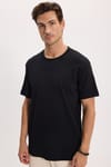 Unisex Relax Fit Rahat Kesim %100 Pamuk Yumuşak Dokulu Hafif Kalın Basic Bisiklet Yaka Siyah Tişört