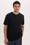 Unisex Relax Fit Rahat Kesim %100 Pamuk Yumuşak Dokulu Hafif Kalın Basic Bisiklet Yaka Siyah Tişört