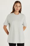 Unisex Relax Fit Rahat Kesim %100 Pamuk Yumuşak Dokulu Hafif Kalın Basic Bisiklet Yaka Gri Tişört