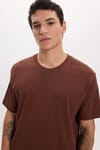 Unisex Relax Fit Rahat Kesim %100 Pamuk Yumuşak Dokulu Hafif Kalın Basic Bisiklet Yaka Taş Tişört